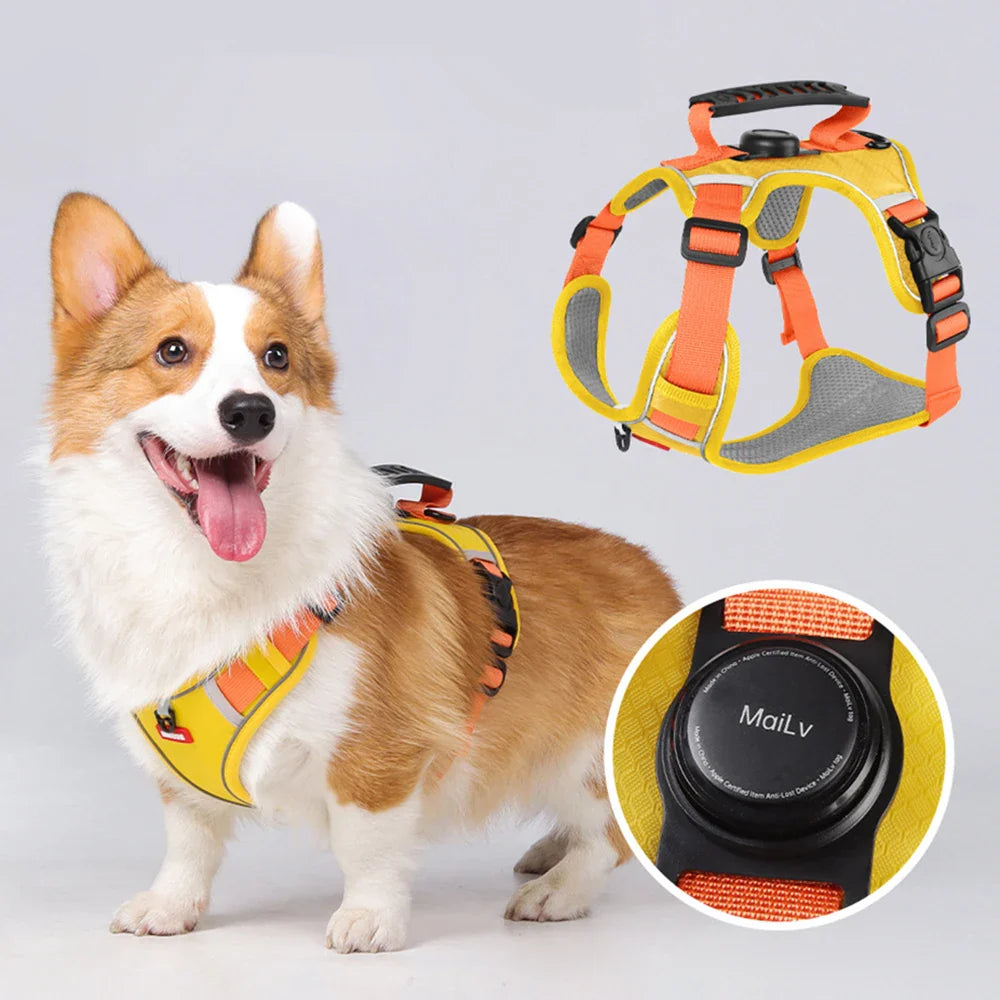 Reflective Dog Harness with Airtag Holder
